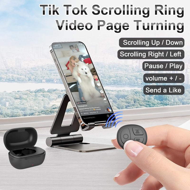 STDFORU TikTok Scrolling Ring, Bluetooth Camera Remote Control, Scrolling Ring for iPhone,TIK Tok, iPad, Android (Black) - Image 2